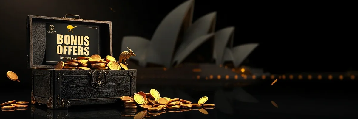 Welcome offers on this page, side by side with their strings — casino bonuses in Australia